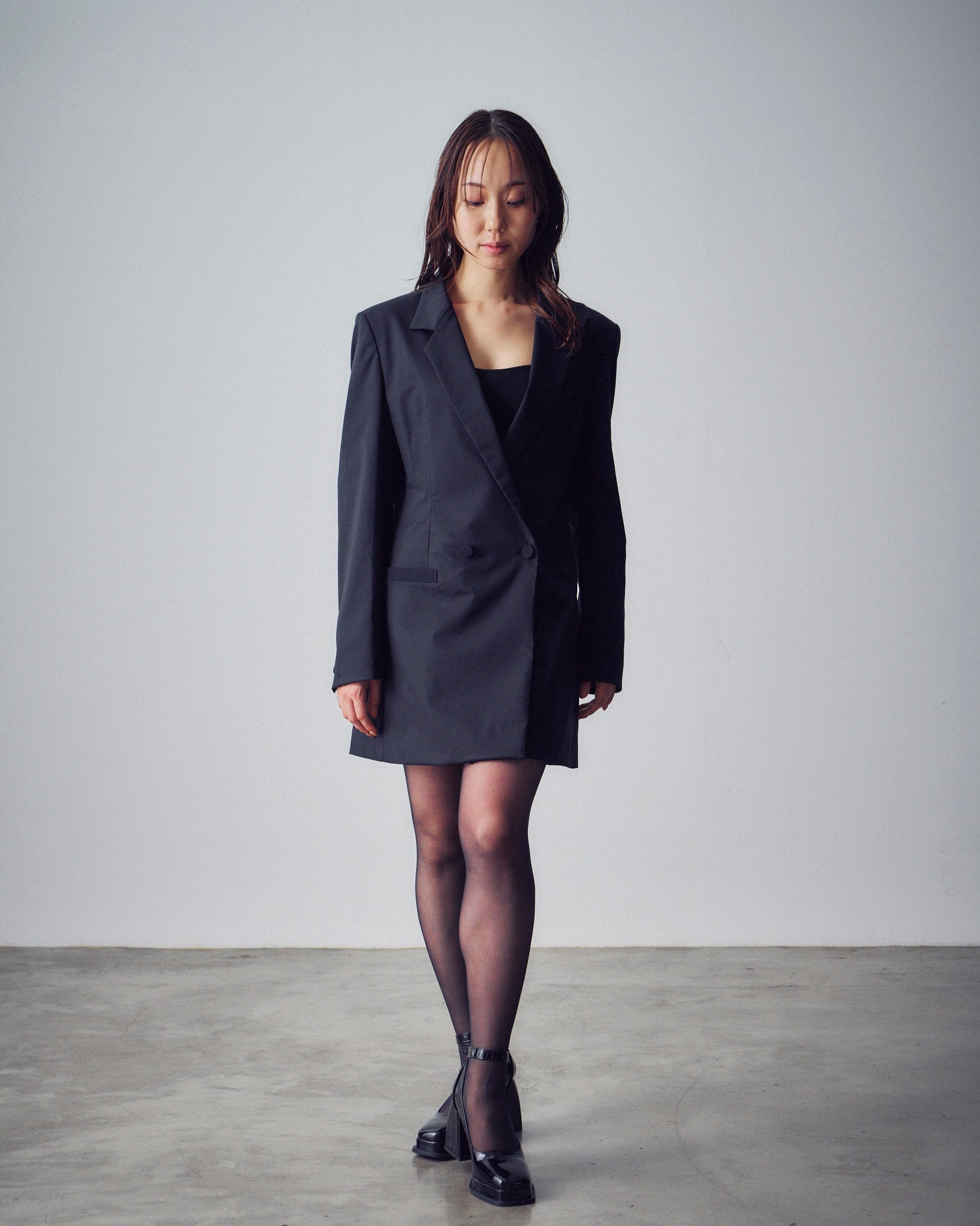 Chirimen Button Jacket Black