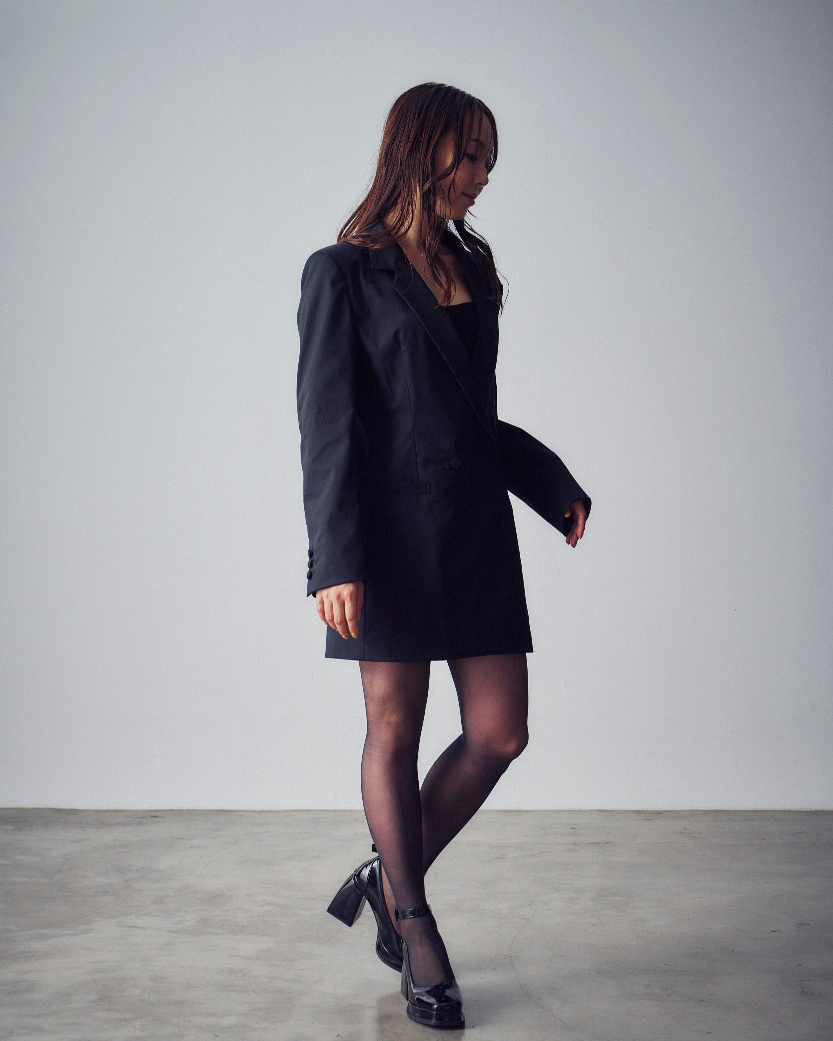 Chirimen Button Jacket Black