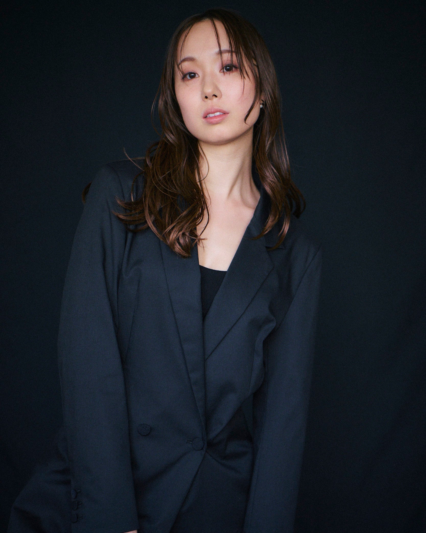 Chirimen Button Jacket Black