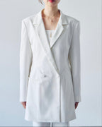 Chirimen Button Jacket White