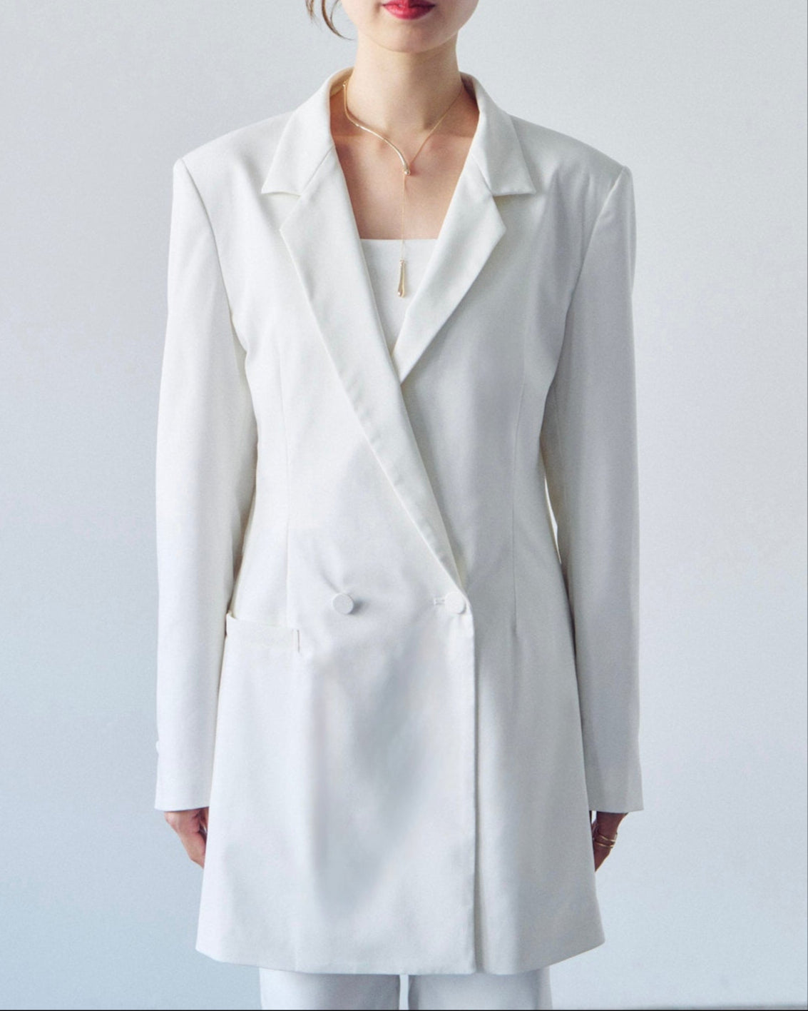 Chirimen Button Jacket White